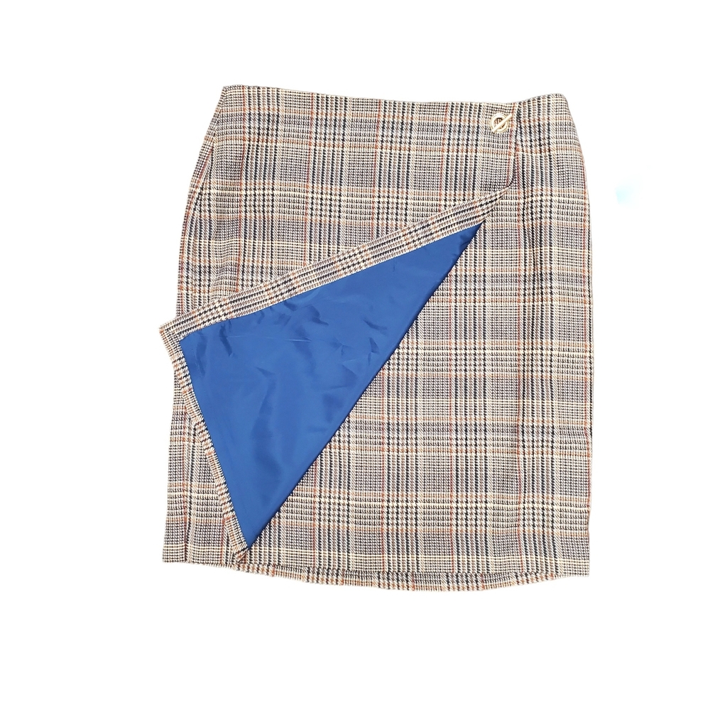 Calvin Klein Glen Plaid Skirt Faux Wrap Size 12 -EUC!